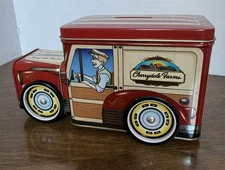 Vintage Cherrydale Farms Truck Tin with Wheels and Bank Slot - Candy Tin