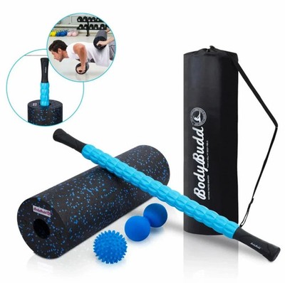 BodyBudd 18'' Foam Roller Set with Muscle Roller Stick, Large Peanut Ball & Firm