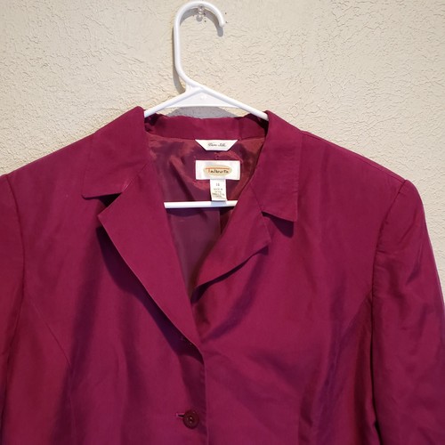 Set giacca abito tuta vintage Talbots rosso pura seta taglia 14 carriera business - Foto 3 di 13