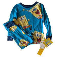 Sponge Bob Square Pants All Over Graphic 2 Piece Sleepwear Set Boys Size 4 NWT