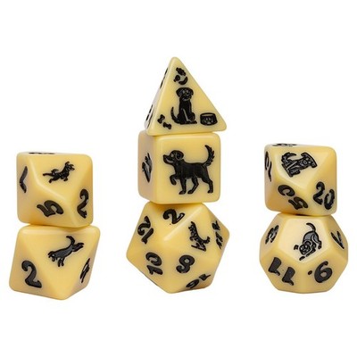 Sirius Dice Golden Pup 7-Piece Dog Polyhedral Set   D&D RPG, MTG
