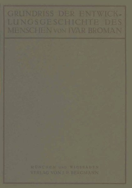Ivar Broman | Grundriss Der Entwicklungsgeschichte Des Menschen | Taschenbuch-image