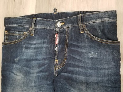 DSquared2 Men's Navy Distressed Long Crotch Jeans, US 32 EU 48, Made in Italy 
