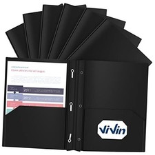 12 Pack Plastic Folders with Pockets and Prongs, Heavy Duty 2 12 PACK Black