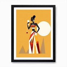 Minimalist Strokes of African Triba Framed Wall Art Poster Canvas Print Picture