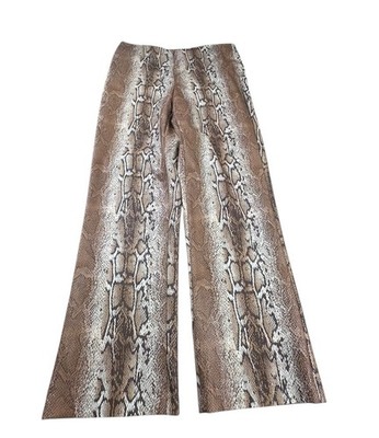Cache Y2K Animal Print Snake Flare Pants Brown Stretch Bootcut Statement Sz 12
