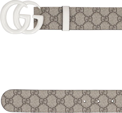 s-l500 NEW Gucci Beige/White GG Supreme Canvas GG Marmont Buckle Belt 75 CM 30 IN