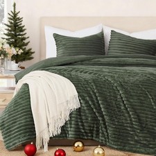 King Size Fleece Comforter Set 3-Piece All Season Soft Fuzzy Warm Fluffy Bedding