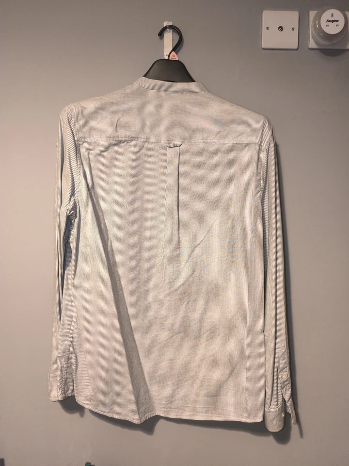 Burton Menswear London Pinstripe Grandad Collar Shirt Size L - Image 2 of 4