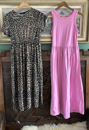 VETEMENTS Abiti Taglia M L 10 12 14 Rosa e Stampa Animalier Abiti Estivi Lunghi