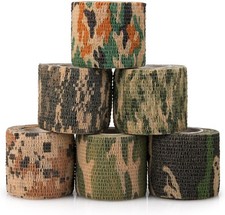 6 Pack Camo Self Adhesive Wrap Tape for Hunting Gun Bow Rifle 2" 16ft