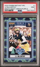 2024 PANINI INSTANT NFL DRAFT NIGHT GREEN/PURPLE #1 JJ MCCARTHY RC 5/10 PSA 9