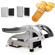French Fry Cutter, 2-blade Potato Slicer Strong No-Slip Suction Base Stainles...