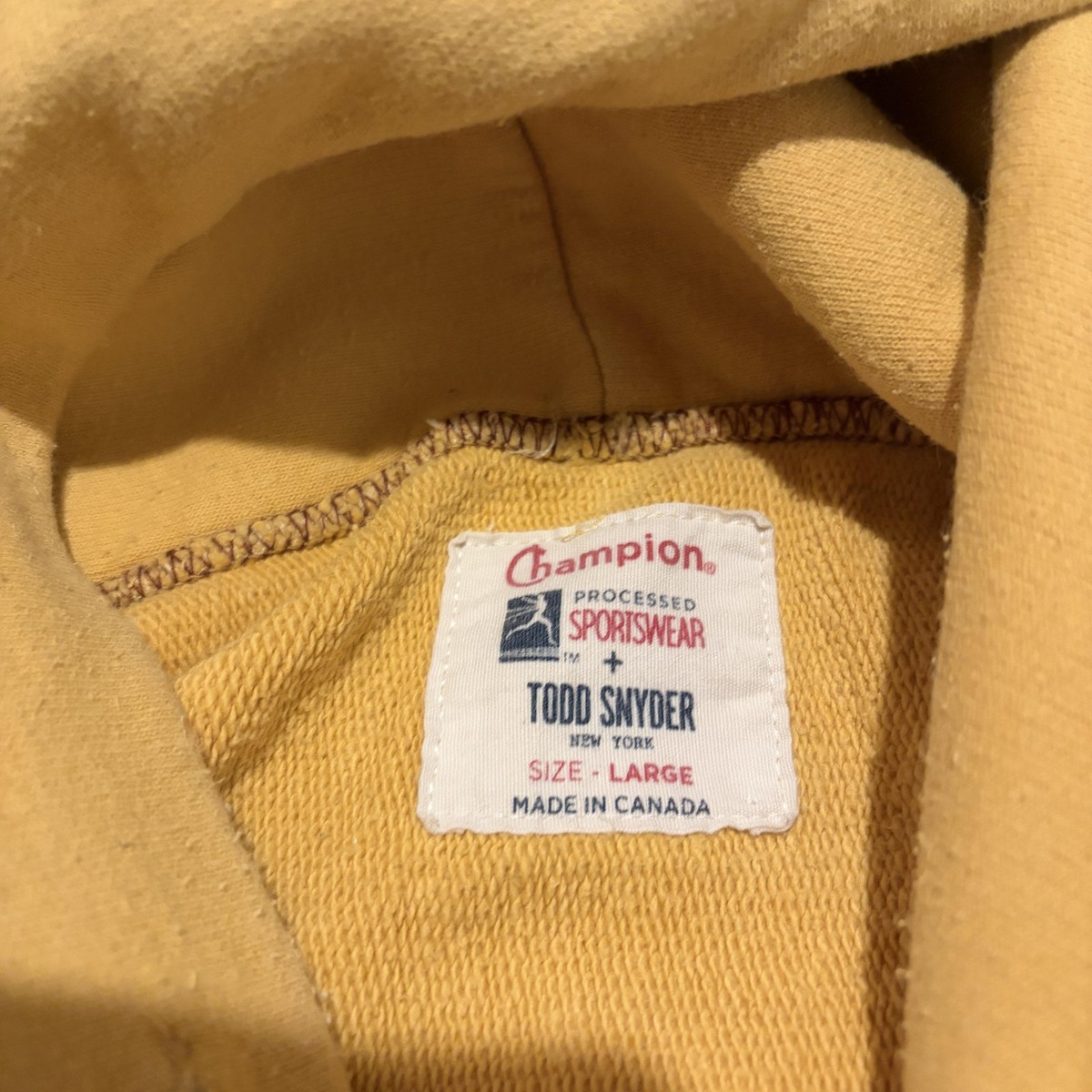 TODD SNYDER×CHAMPION HOODIE ≪YELLOW≫ Champion Todd Snyder Hoodie Mens XS Athletic Yellow Pullover Long
