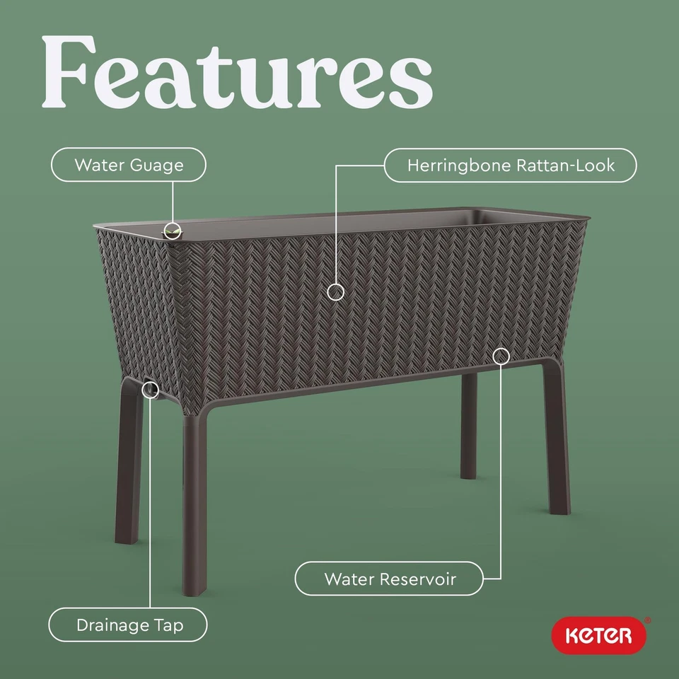 Splendor 31.7 Gallon Raised Garden Bed with Watering Planter and Drainage Plu... - Image 4 of 4