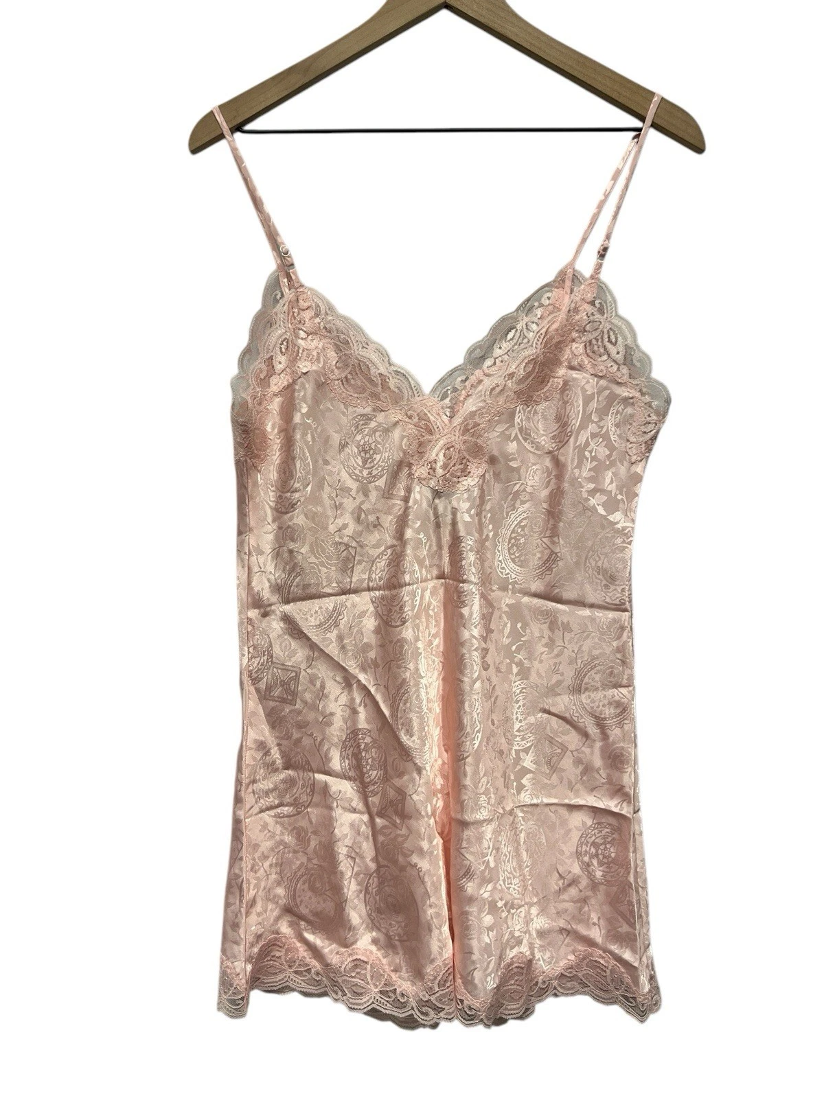 UNDERCOVER Abito Slip Vintage Anni 90 Victoria’s Secret Gol Label Chemise Rosa Jacquard P