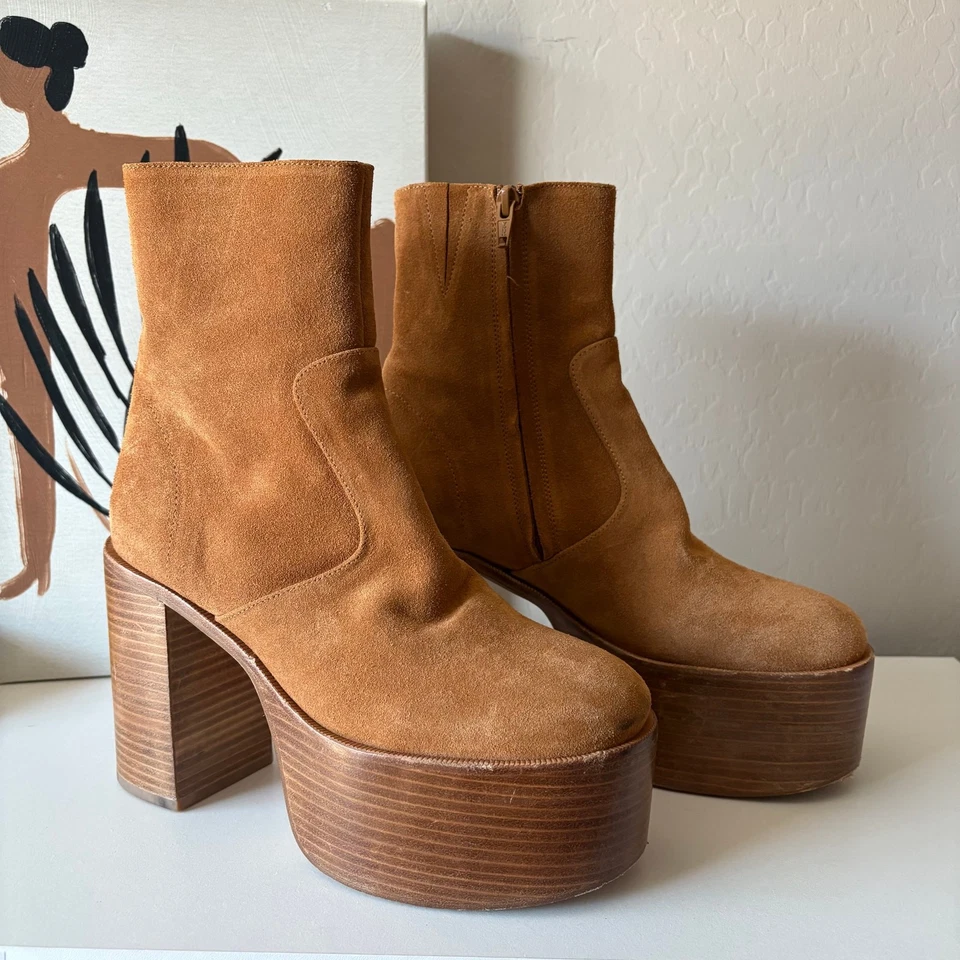 Simon Miller High Raid Platform Chunky Suede Leather Platform Brown Boot Size 38 - Image 4 of 4