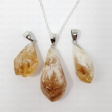 Citrine Pendant Genuine Yellow Raw Gemstone Necklace Healing Crystal Jewellery
