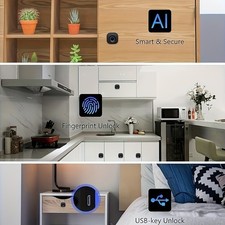 1x Smart Fingerprint Lock, Mini Fingerprint Drawer Cabinet Door Lock fits Office