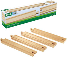 BRIO Long Wooden Train Track Straight Pieces for Kids Age 3+, 25 cm