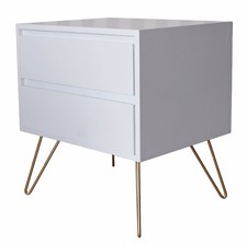 Mid Century 2 Drawer Bedside Table - Joblot