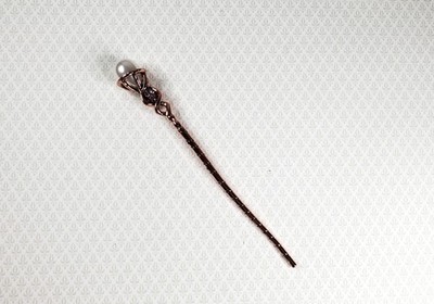 Miniature Wizard Staff Magic Metal Copper Finish 5 1/2'' Tall Prop 1:12 Scale