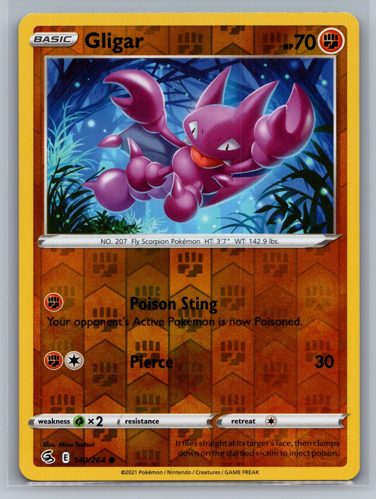 Gligar SWSH08: Fusion Strike #140/264 Common,Reverse Holo Pokemon Card