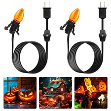 Brightown 6ft Accessory Cord with Light Bulb for Halloween Pumpkin 2 Pack Orange