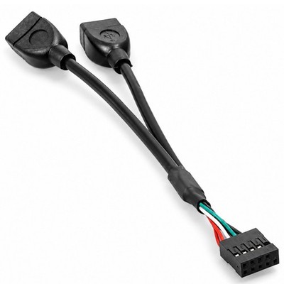 M15 USB Adapter 9-Pin Mainboard zu 2x USB 2.0 Buchse 15cm Headerkabel für PC Set