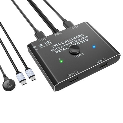 KCEVE USB-C Switch bidirektional 8K 10Gbps 100W mit Fernbedienung