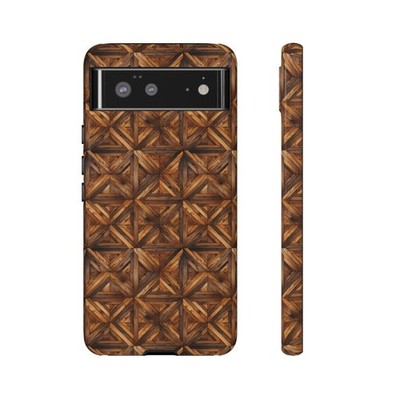 Traditional hardwood parkay floor phone case, Samsung Galaxy, Google Pixel
