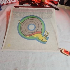 Vintage Needlepoint Canvas:  Childrens Theme Letter "Q"