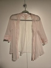 Vintage Sheer Bed Jacket with Bow, Light Pink