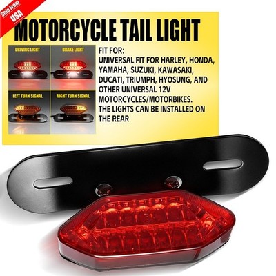 16 LED Motorcycle Quad ATV Turn Signal Brake License Plate Integrated Tail Light