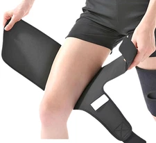 Adjustable Thigh Brace Belt 31"x7.8" Chloroprene Rubber Support Strap Black