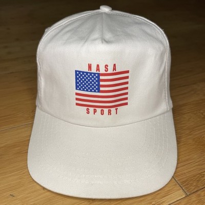 Rare NASA SPoRT Research Huntsville Space White USA Flag Trucker Snapback Hat VG
