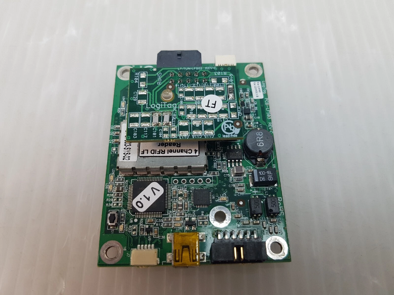LT-LFS03 board with 4 Channel RFID LF Reader module label and mini-USB socket