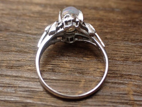Vintage 14K White gold Water Opal US 5/UK J Floral Setting Retro Design from JPN - Picture 4 of 12