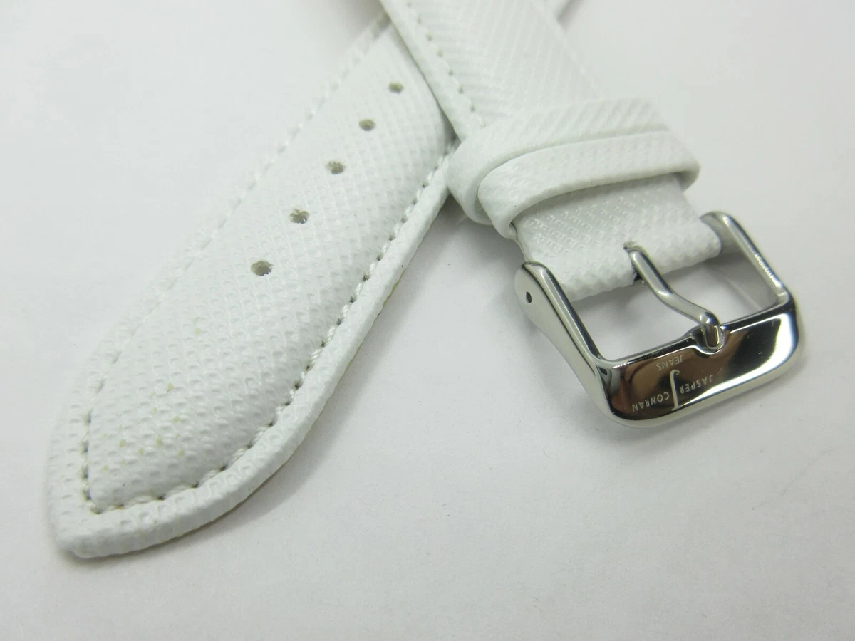 Jasper Conran White Textured Faux Leather 22mm Watch Strap Silver