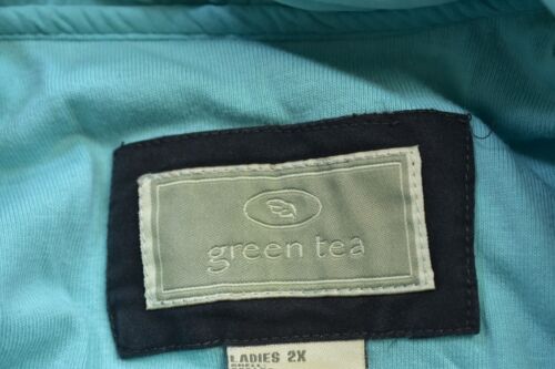Green Tea Womens Gray Teal Long Sleeve Full Zip Lined Jacket Plus Size 2X - Picture 7 of 9