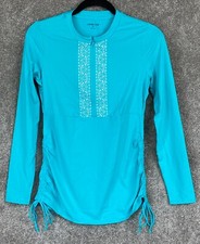 50 New Lands' End Woman's Longsleeve Crew Neck UPF 50 Swim Tee Blue XS 2-4