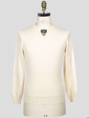 Fioroni Beige Cashmere Sweater V-Neck FI530 Man