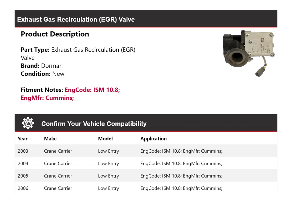 Клапан рециркуляции отработавших газов Dorman низкого входа для крана 2003-2006 годов выпуска 2004 2005 - Изображение 2 из 4