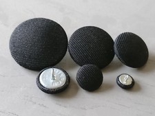 Black Suit Fabric Buttons 16mm 18mm 20mm 23mm 25mm 31mm 37mm Small & Large