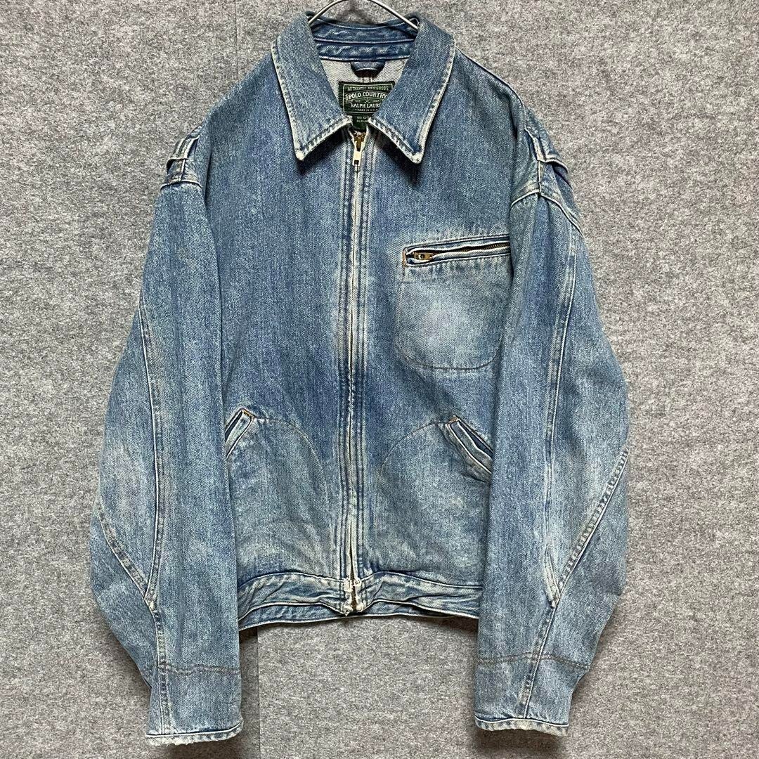 80'S POLO COUNTRY RALPH LAUREN Men S Zip-up Denim Jacket USA