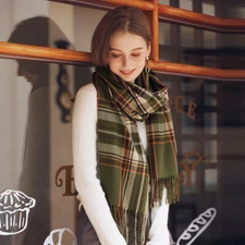 Women's Scarf for Travel Office Winter Warm terylene Feel Large Plaid Scarves