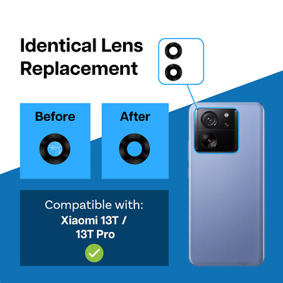 Vitre Arrière Noire Pour Xiaomi 13 T / 13 T Pro + Adhésif + Lentille Caméra - Neuf