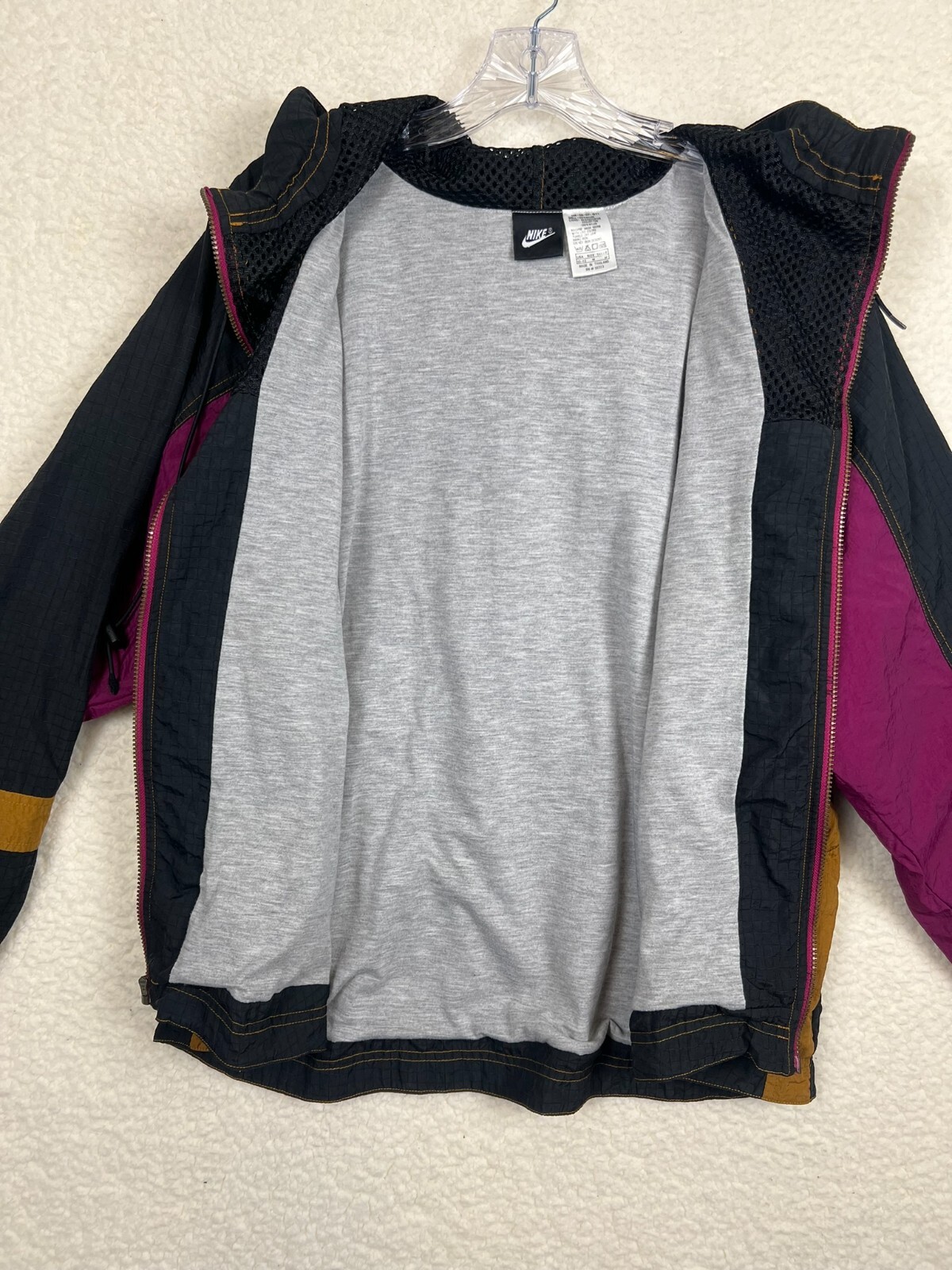 SACAI X NIKE Giacca a vento vintage Nike donna media full zip foderata a blocchi di colore cappotto