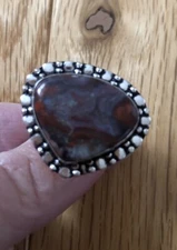 Red Lake Superior Agate Triangular Cushion Ring Size 9 Artisan Southwest