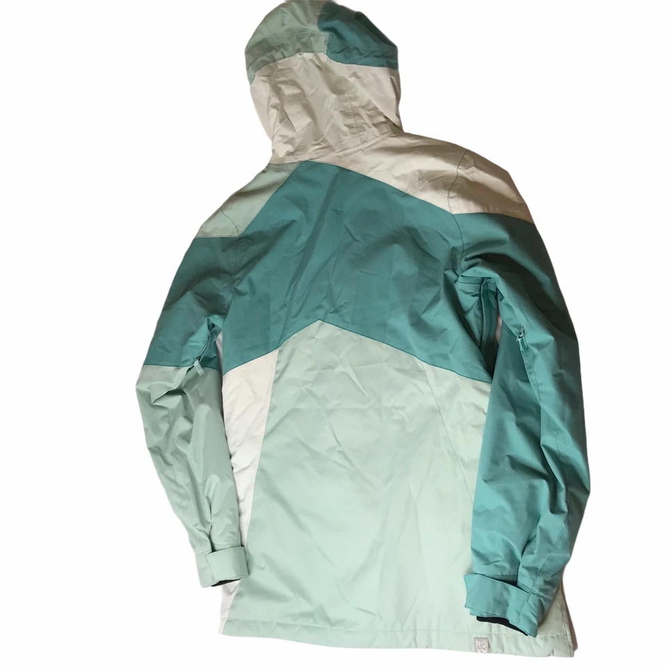 ROXY Parka Winter Coat Insulated Full Zip Hooded White Green Turquoise Teen Med - Image 4 of 4